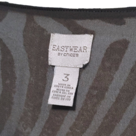 Chico's Brown Zebra Long Sleeve Round Neck Top Blouse Women Size Extra Large XL - Picture 4 of 8